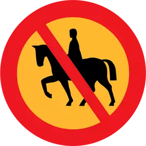 Ei ratsastaa tai mukana hevosten liikennemerkki vektori kuva