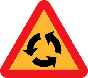 Vector drawing of roundabout traffic sign warning