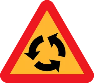 Vector tekening van rotonde verkeersbord waarschuwing