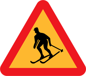 Varoitusmerkki ski racer vektorigrafiikka