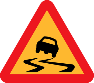Slippery road traffic symbol vector image