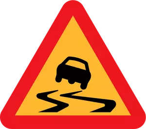 Slippery road traffic symbol vector image