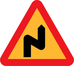 Erste rechts doppelte Biegung-Verkehrszeichen-Vektor-illustration