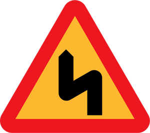 Première à gauche double courbure trafic signe dessin vectoriel
