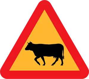 Cows on the road road sign vector illustration
