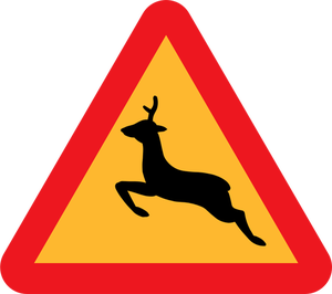 Warning for deer traffic sign vector drawing