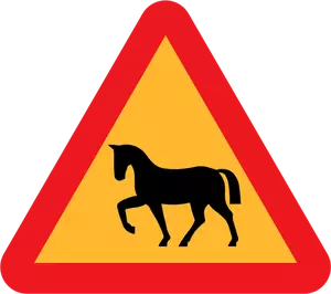 Koń na drodze ruchu znak wektorowa