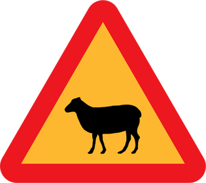 Ostrzeżenie owiec drogi znak grafiki wektorowej