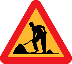 Workmen ahead road traffic sign vector clip art