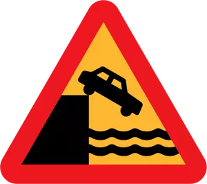 Don't drive over a cliff warning traffic sign vector image