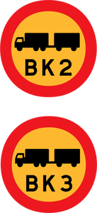 BK2 ve BK3 kamyon yol işareti vektör görüntü