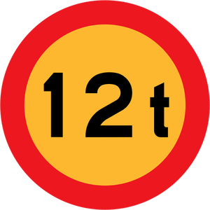 No vehicles over 12 tons of weight vector road sign