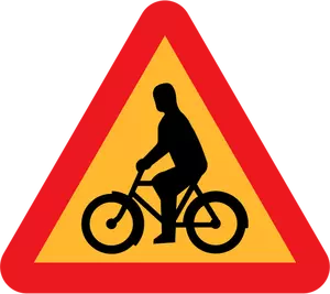 自行车骑手交通标志警告矢量图像