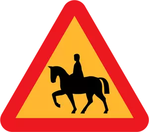 Horse riders warning traffic vector sign