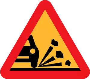 Loose stones on the road vector sign