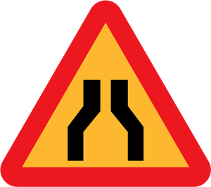 Drumul se îngustează pe ambele părţi vector semn
