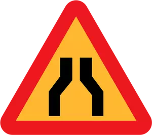 Road narrows on both sides vector sign