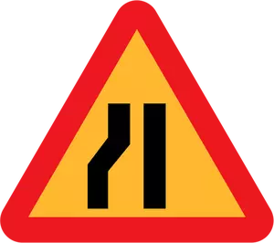 Road narrows on left vector sign