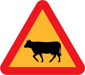 Cattle on the road vector road sign