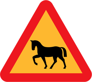 Koń na drodze wektor znak