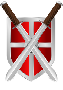 espadas y escudo vector imagen