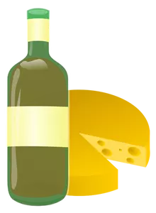 Vector image of wine and cheese