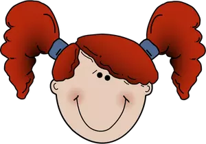 Vector illustration of girl with pigtails smiling
