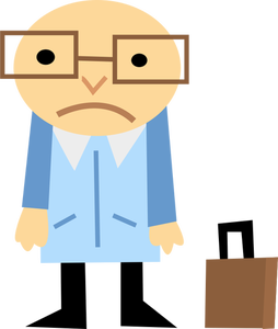 Vector afbeelding van blauwe triest zakenman