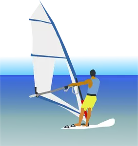 Escena del mar con la ilustración vectorial windsurfista