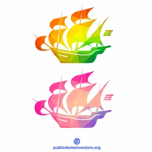 Silhouette colorée de bateau de voile