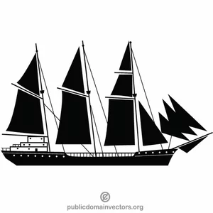 Sailing ship vector silhouette