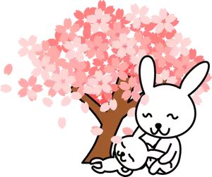 Ilustracja wektorowa królik kwiaty wiśni