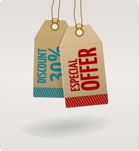 Vector graphics of discount 30% and special offer price tags