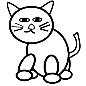 Vektör küçük resim, siyah beyaz çizgi film yavru kedi