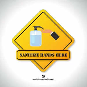 Higienize as mãos aqui sinal de aviso