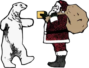 Santa and the polar bear vector graphics