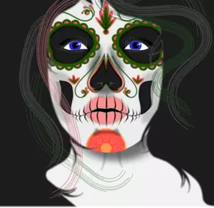 Desenho de mulher com rosto pintado máscara vectorial
