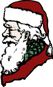 Perfil lateral de Santa Claus en dibujo vectorial de color