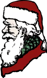 Santa Claus sisi profil dalam warna gambar vektor