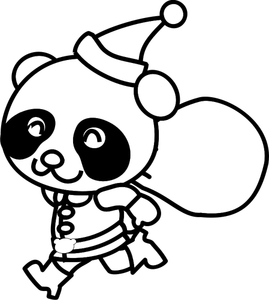 Santa Panda imagem vetorial de livro de colorir