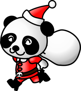 Panda w Santa Claus komplet wektor