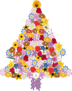 Vector illustration of flower Christmas tree