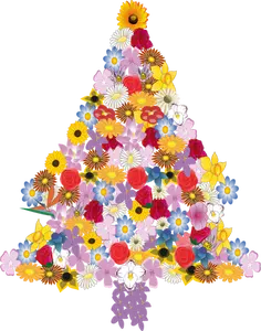 Illustration vectorielle de l'arbre de Noël fleur