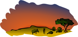 Image clipart vectoriel des paysages de savane africaine