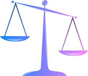 Vektorgrafik blau und lila Waage der Gerechtigkeit