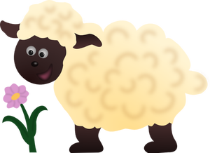 Felice pecore e fiore di immagine vettoriale