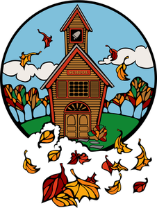 Country school in fall vector image