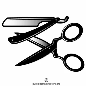 Tesoura e uma lâmina de barbear