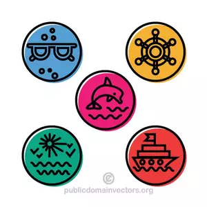 Colorful maritime symbols