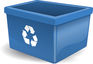 Disegno della scatola blu per il deposito di oggetti riciclaggio vettoriale